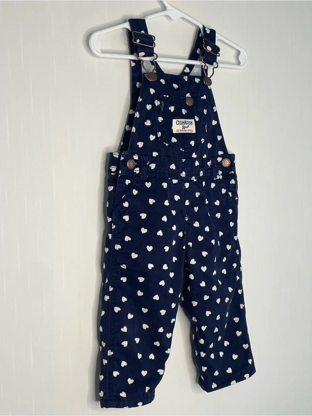 OshKosh B'gosh Navy Overalls with White Heart Print 9M
